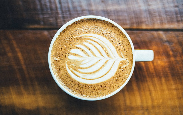 coffee, cafe, beverage, latte, decorative, drink, mug, HD wallpaper