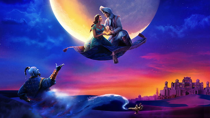 Film, Aladdin (2019), Princesse Jasmine, Will Smith, Fond d'écran HD