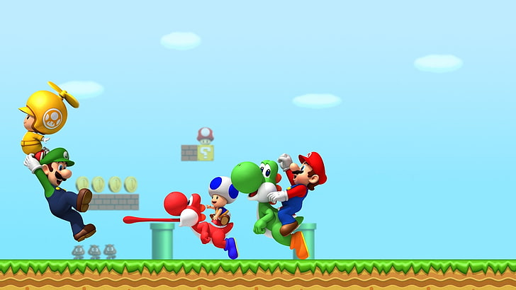Супер Марио Луиджи Йоши жаба персонаж видеоигры, HD обои