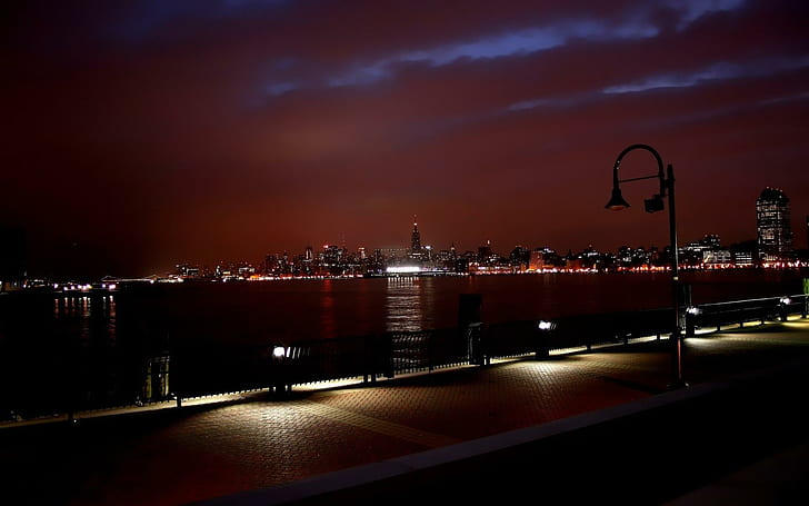 New York Skyline at Night, malam, york, kaki langit, perjalanan dan dunia, Wallpaper HD