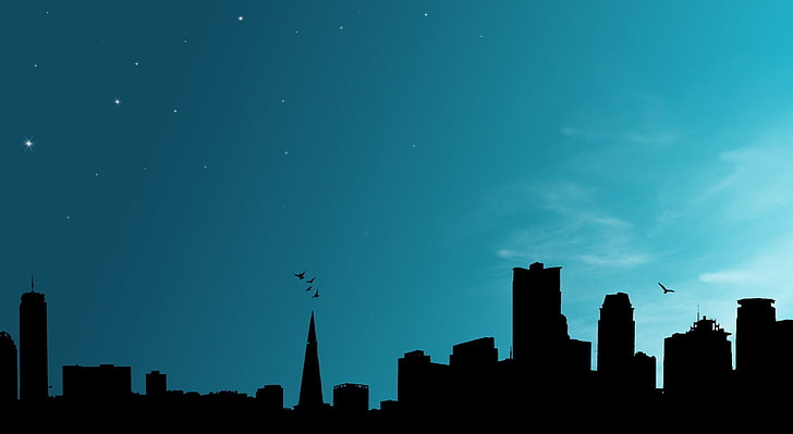 City Vector, silhouette photo of city buildings, City, Vector, HD wallpaper
