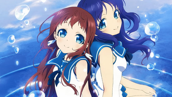 Nagi no Asukara, Manaka Mukaido, Chisaki Hiradaira, anime girls, schoolgirl, วอลล์เปเปอร์ HD HD wallpaper