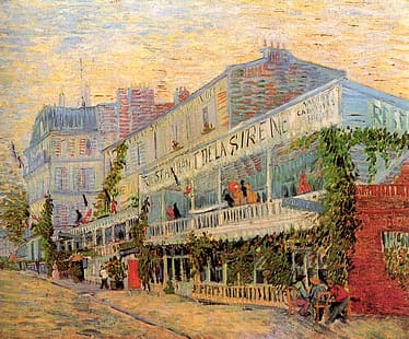 Париж, Винсент Ван Гог, балконы, Ресторан de la Sirene в Аньере, HD обои HD wallpaper