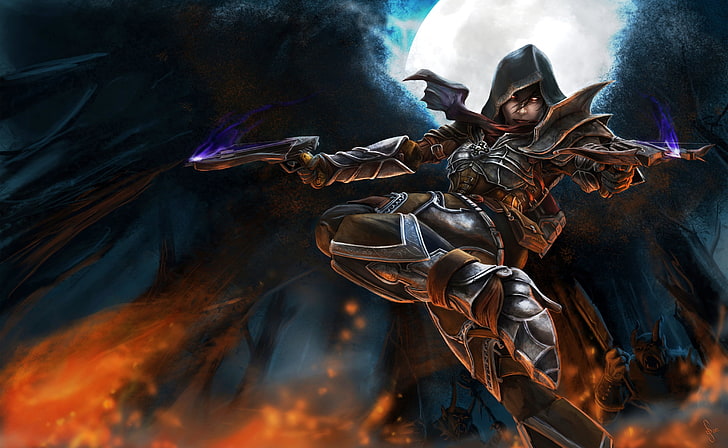Diablo 3 Demon Hunter, man holding gun illustration, Games, Diablo, HD wallpaper