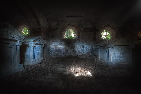 cementerio, oscuro, cripta (Ubicación), Fondo de pantalla HD HD wallpaper