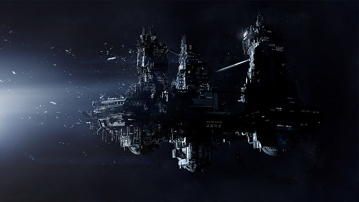Stars, Space, Ship, Light, Spaceship, The wreckage, Creative Assembly, PS4, Sega, Xbox One, Alien: Isolation, HD wallpaper
