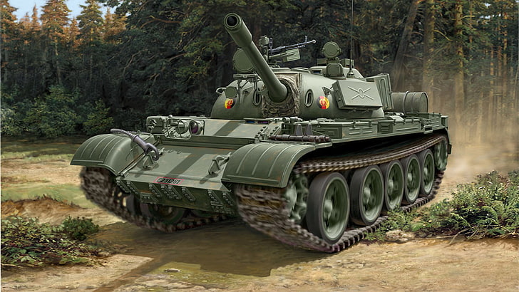 الشكل ، ألمانيا الشرقية ، دبابة سوفيتية متوسطة ، T-55، خلفية HD