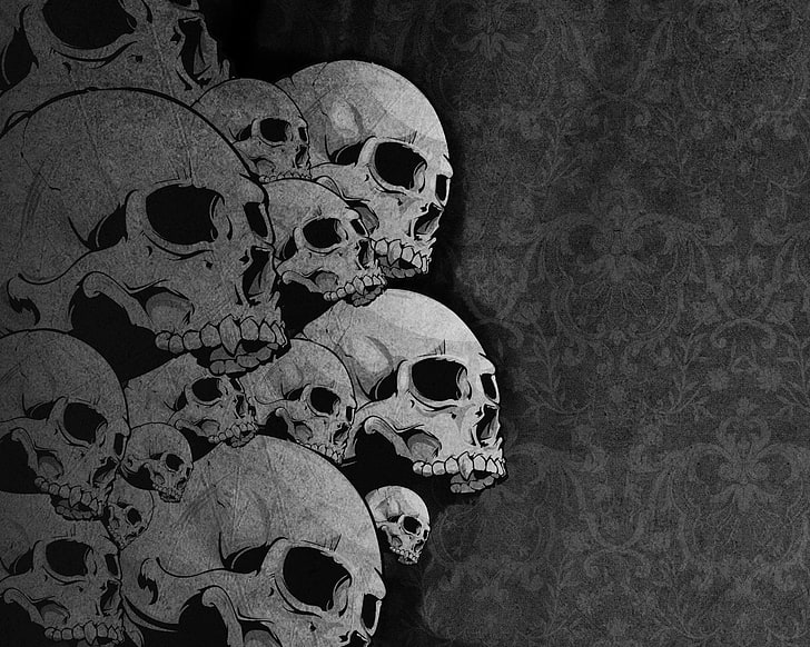gray skull lot wallpaper, Dark, Skull, HD wallpaper