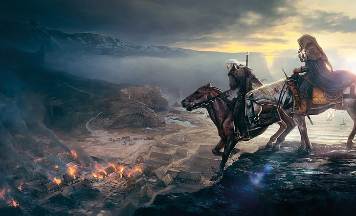 Assassin's Creed digital tapet, The Witcher, The Witcher 3: Wild Hunt, Geralt of Rivia, videospel, HD tapet