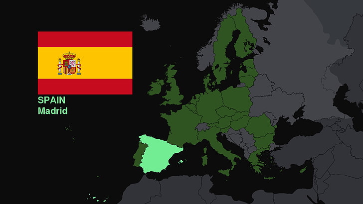 Hiszpania, flaga, mapa, Europa, Tapety HD