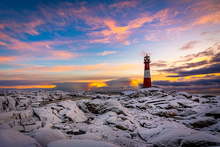 coast, lighthouse, Norway, Rogaland, HD wallpaper