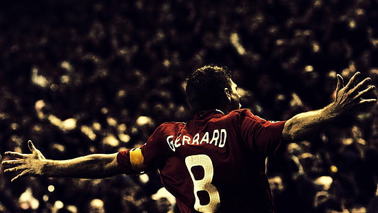 maglia rossa NFL, calcio, Steven Gerrard, Liverpool FC, uomo, Sfondo HD HD wallpaper