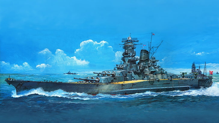 سفن حربية ، بارجة يابانية ياماتو ، سفينة حربية ، سفينة حربية يابانية موساشي ، سفينة، خلفية HD