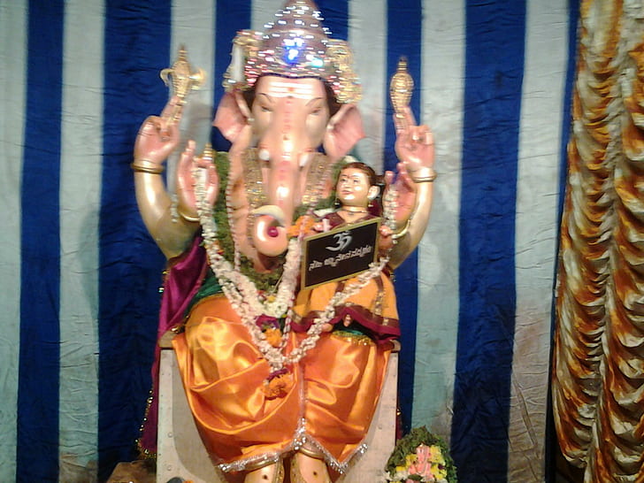 Фестивал на Ганеша във Виджаяпура, празник на храма, във Виджаяпура, на Сомешвара, фестивал на Ганеша, 3d и абстрактно, HD тапет