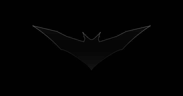 Batman, logo, Batman logo, black, simple background, minimalism, chrome, bat wings, gray, HD wallpaper