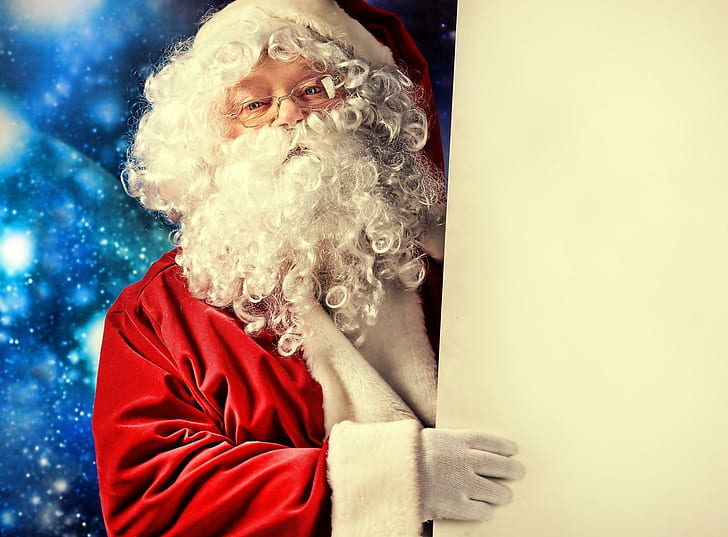 Санта-Клаус, борода, очки, Рождество, праздник, Санта-Клаус, борода, очки, Рождество, праздник, HD обои