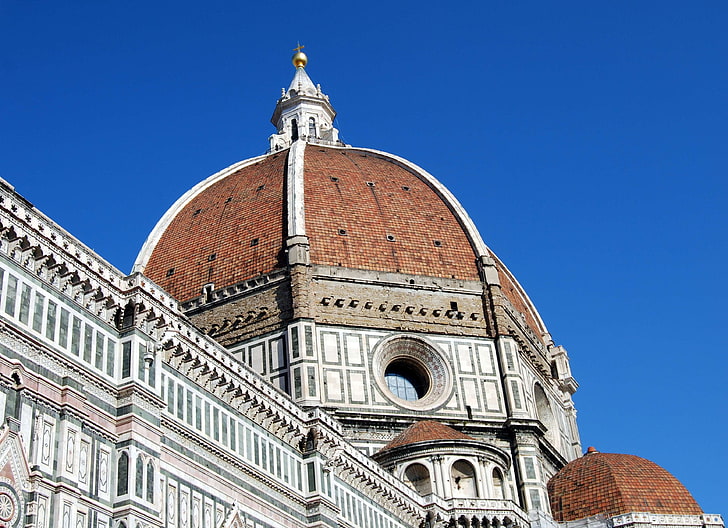 architecture, brunelleschi, cathedral, dome, duomo, faith, florence, italy, masonry, old, santa maria del fiore, tuscany, public domain images, HD wallpaper