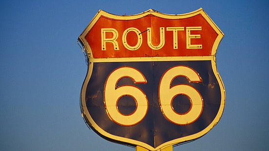 Route 66 Zeichen, Vintage, Route, Neon, Zeichen, Klassiker, Geschichte, Straße, Antik, Autos, HD-Hintergrundbild HD wallpaper