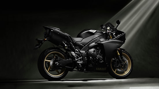 czarno-szary motocykl sportowy, Yamaha YZF, motocykl, Yamaha Black, Yamaha YZF R1, Tapety HD HD wallpaper