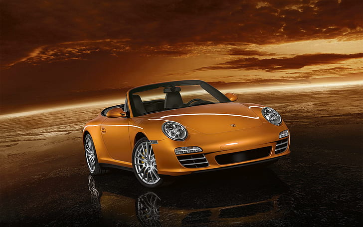 Porsche 911 Carrera 4 Cabriolet, voiture décapotable brune, cabriolet, porsche, carrera, voitures, Fond d'écran HD
