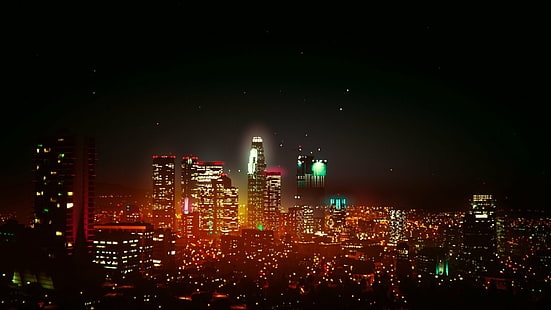 Grand Theft Auto, Grand Theft Auto V, Ciudad, Los Santos, Noche, Rascacielos, Fondo de pantalla HD HD wallpaper