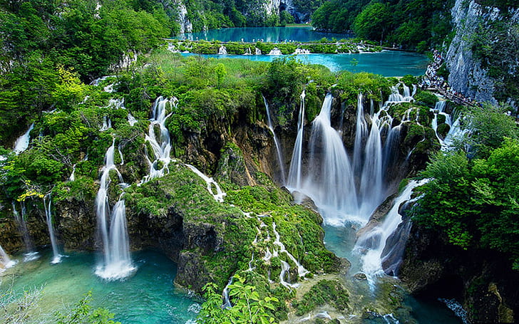 プリトヴィチェ湖群国立公園-クロアチア-カスケード滝-壁紙-HD-2560×1600、 HDデスクトップの壁紙