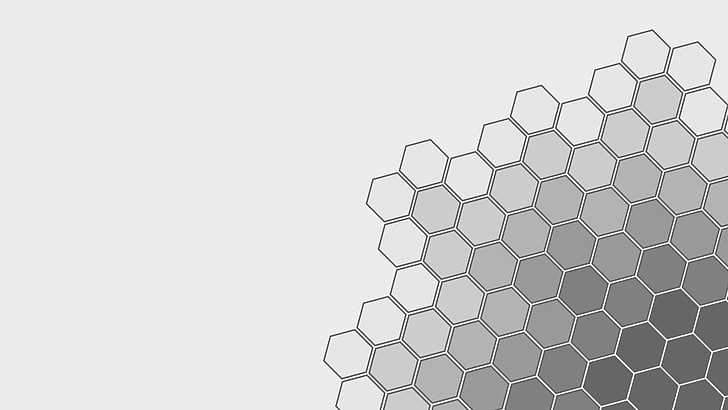 grå och vit bikupebakgrund, minimalism, geometri, sexkant, enkel bakgrund, svartvit, vit bakgrund, HD tapet