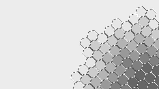 graue und weiße Beuteltapete, Minimalismus, Geometrie, Hexagon, einfacher Hintergrund, Monochrom, weißer Hintergrund, HD-Hintergrundbild HD wallpaper