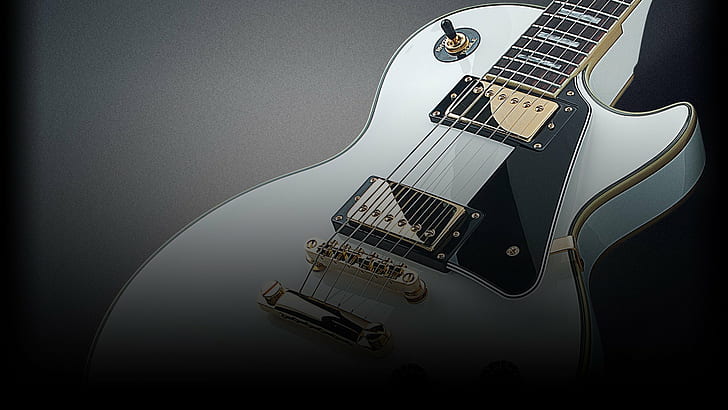 Gibson, gold, Guitar, Les Paul, music, Rocksmith, white, HD wallpaper