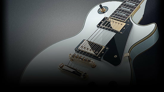 Gibson, gold, Guitar, Les Paul, music, Rocksmith, white, HD wallpaper HD wallpaper