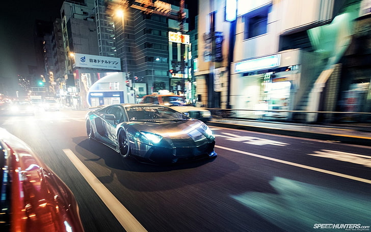 Zeitraffer des Autofahrens, Lamborghini Aventador, Auto, HD-Hintergrundbild