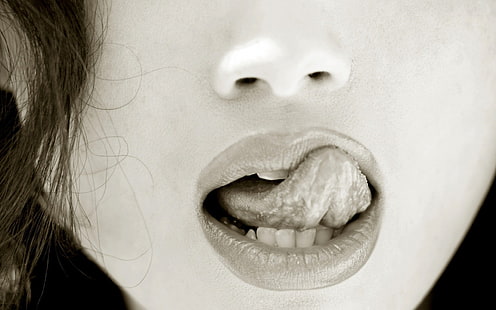 mouths, closeup, face, women, tongues, model, HD wallpaper HD wallpaper