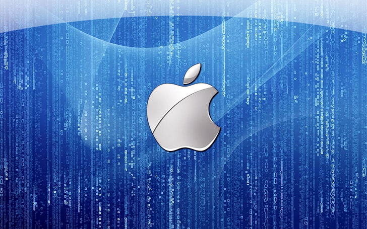 Apple Matrix, лого на Apple, Компютри, Apple, синьо, лого, HD тапет