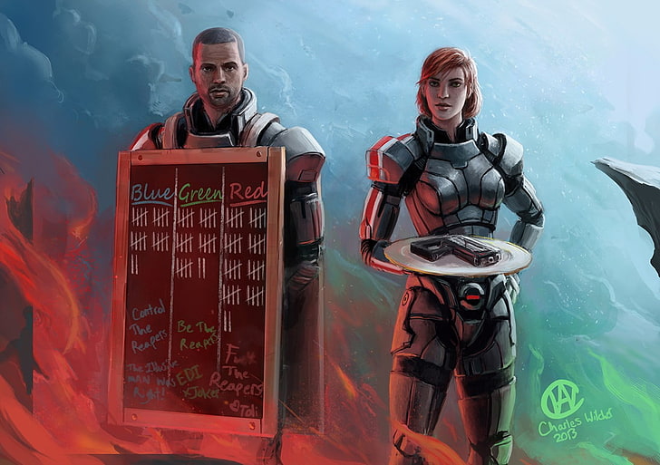 Charles Wider 2013 illustrazioni di personaggi immaginari, Mass Effect, crossover, Sfondo HD