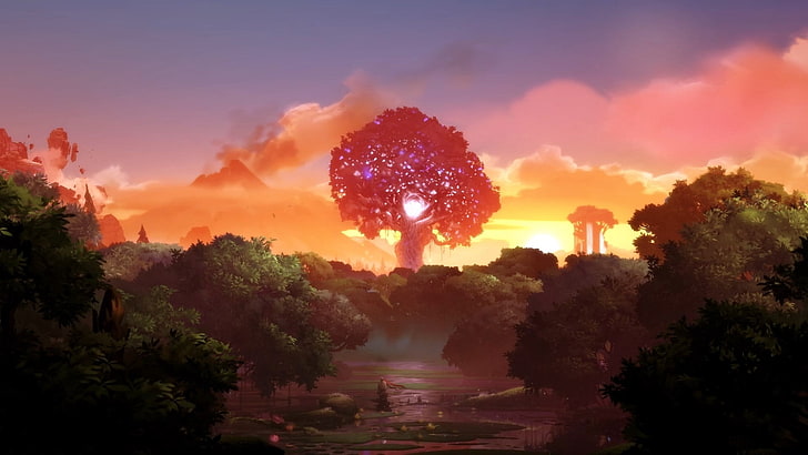 green tree, landscape, Ori, Ori and the Blind Forest, HD wallpaper