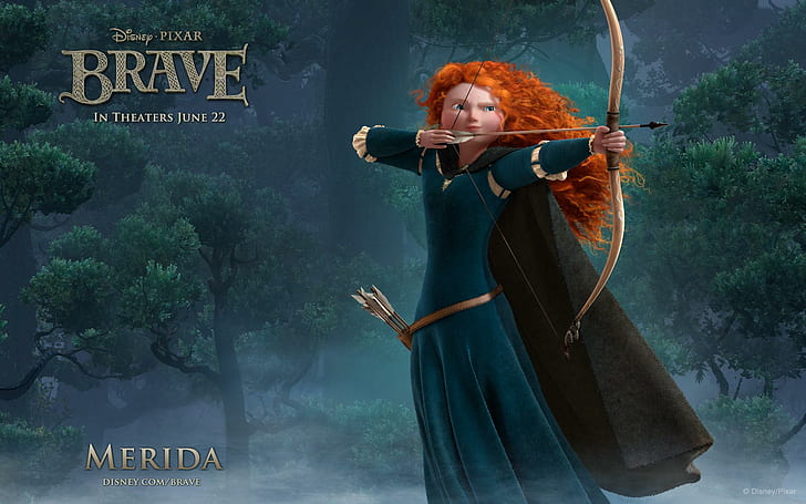 Princess Merida in Brave, princess, brave, merida, pixar's movies, HD wallpaper