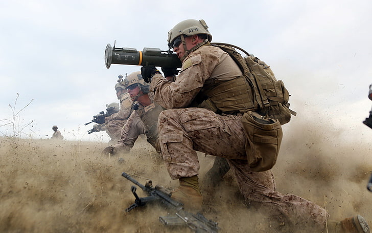 أسلحة ، جنود ، مشاة البحرية الأمريكية، خلفية HD