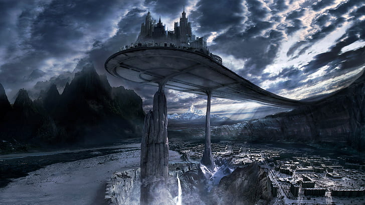 Beyond Fantasy City ปราสาทภายใต้ท้องฟ้าสีขาวและเมฆสีดำนอกเหนือจากนั้นเมืองแฟนตาซีเกม, วอลล์เปเปอร์ HD