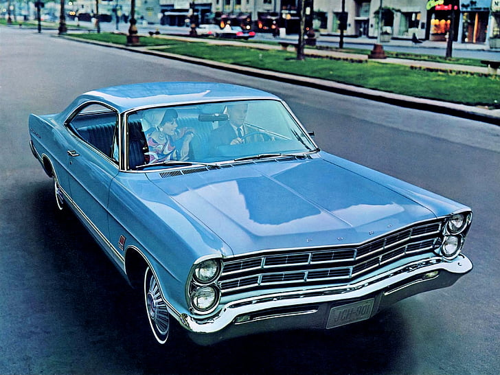 1967, 500, clásico, coupé, ford, galaxie, techo rígido, Fondo de pantalla HD