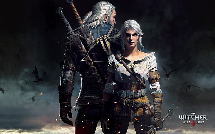Fondo de pantalla de The Witcher Wild Hunt, The Witcher 3: Wild Hunt, Geralt of Rivia, espada, Ciri, videojuegos, Cirilla Fiona Elen Riannon, The Witcher, Fondo de pantalla HD