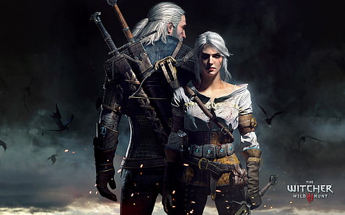 Fondo de pantalla de The Witcher Wild Hunt, The Witcher 3: Wild Hunt, Geralt of Rivia, espada, Ciri, videojuegos, Cirilla Fiona Elen Riannon, The Witcher, Fondo de pantalla HD HD wallpaper