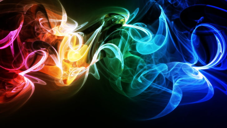 two green and red LED lights, abstract, colorful, smoke, HD wallpaper
