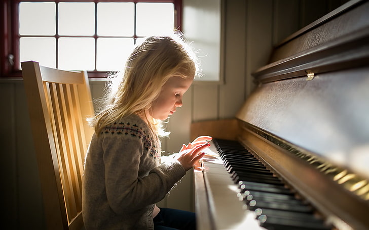 الأطفال والموسيقى والبيانو وآلة موسيقية، خلفية HD