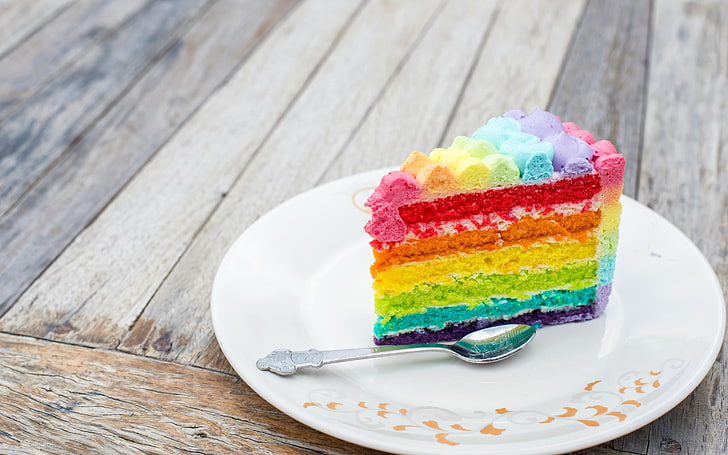 Pastel, arcoiris, colorido, cuchara, comida, Fondo de pantalla HD |  Wallpaperbetter