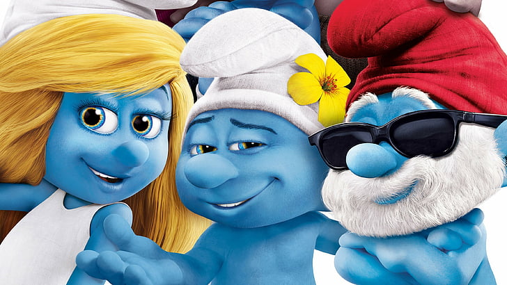 Ilustração dos Smurfs, Get Smurfy, Melhores Filmes de Animação de 2017, azul, HD papel de parede