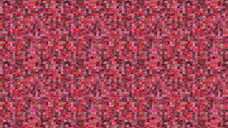texture, pattern, mosaic, square, abstract, pink, red, HD wallpaper