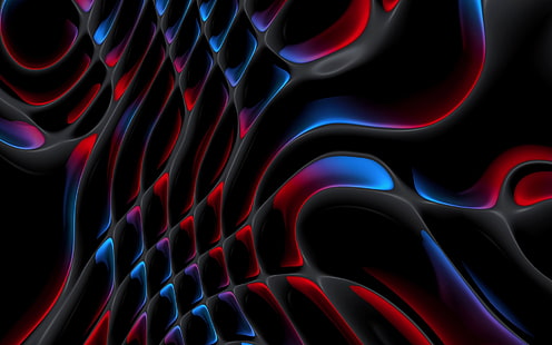 wallpaper digital merah dan biru, abstrak, render, CGI, seni digital, Wallpaper HD HD wallpaper