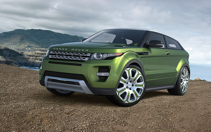 green Range Rover SUV, land rover, range rover, evoque, green, car, auto, HD wallpaper