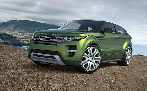 Green Range Rover SUV, land rover, range rover, evoque, สีเขียว, รถยนต์, รถยนต์, วอลล์เปเปอร์ HD HD wallpaper