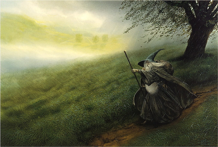 Władca Pierścieni, Gandalf, John Howe, Hobbit, Tapety HD